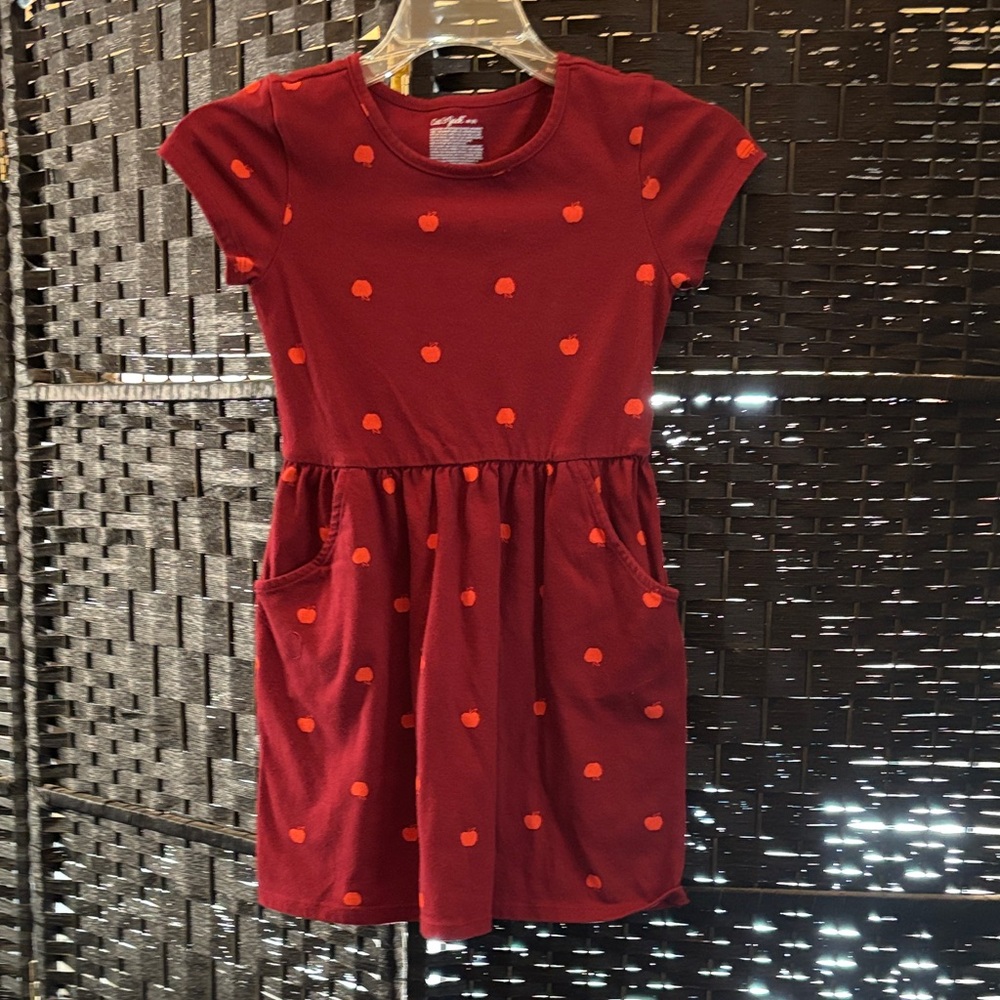 Cat & Jack Red Dress with Orange Dots